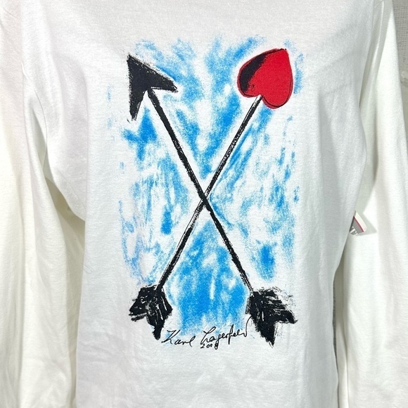 NWT Saks Fifth x Karl Lagerfeld 2008 arrow white long sleeve top size XL - Picture 3 of 7